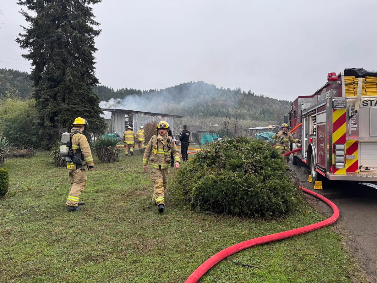Structure Fire in Sutherlin: Shed Destroyed, Dog Perishes