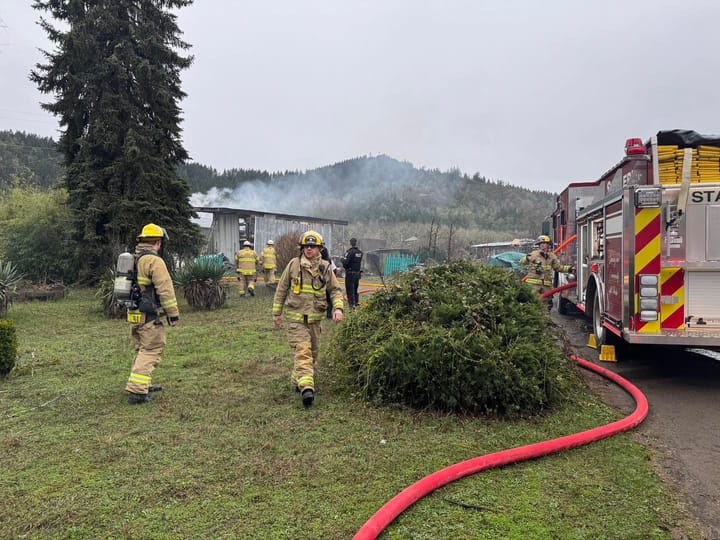 Structure Fire in Sutherlin: Shed Destroyed, Dog Perishes