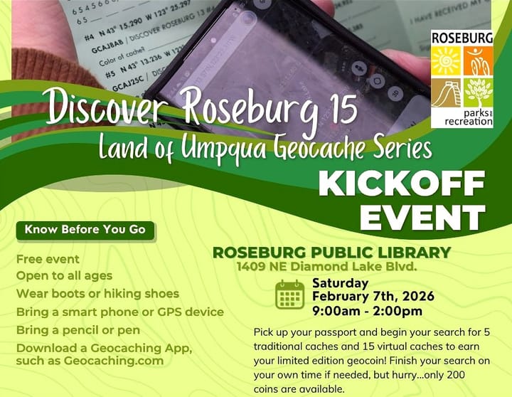 Roseburg Parks and Recreation to Launch Discover Roseburg 15 Geocache Series Feb. 7